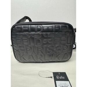 Karl Lagerfeld Paris Black Embossed Logo Camera Bag Crossbody LH5EZ9BJ New